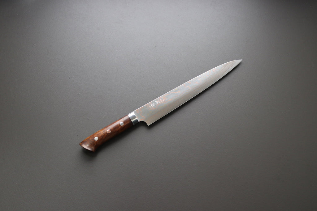 Takeshi Saji Rainbow Damascus Sujihiki 240mm - Thecooksedges