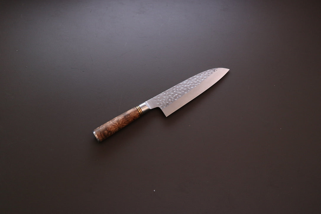 Takeshi Saji R2 Quince Handle Santoku 180mm - Thecooksedges