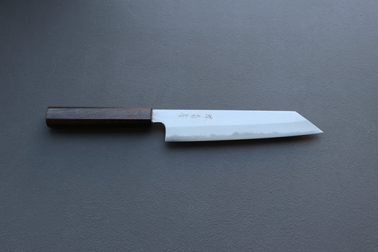Yoshikazu Tanaka Blue1 Damascus Kiritsuke 210mm w/Black Oak Handle - Thecooksedges