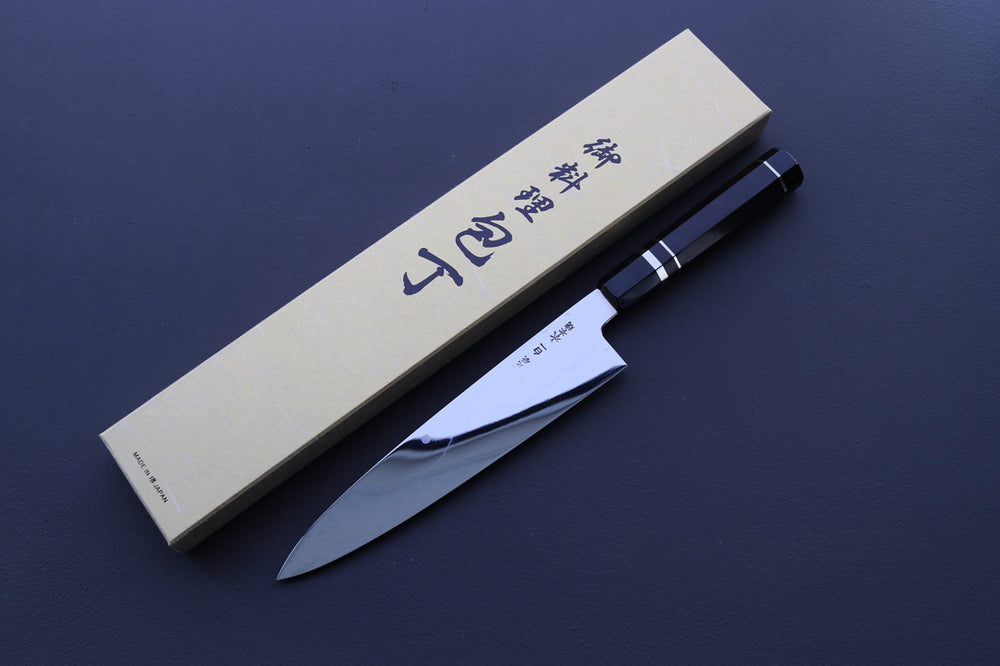 Yoshikazu Ikeda White#1 Mirror Finished Namiukashi/Fujisan/Moon Mizu Honyaki Gyuto 240mm - Thecooksedges