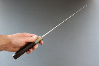 Mazaki Migaki Gyuto 240mm w/Ebony and White Buffalo Horn Handle - Thecooksedges