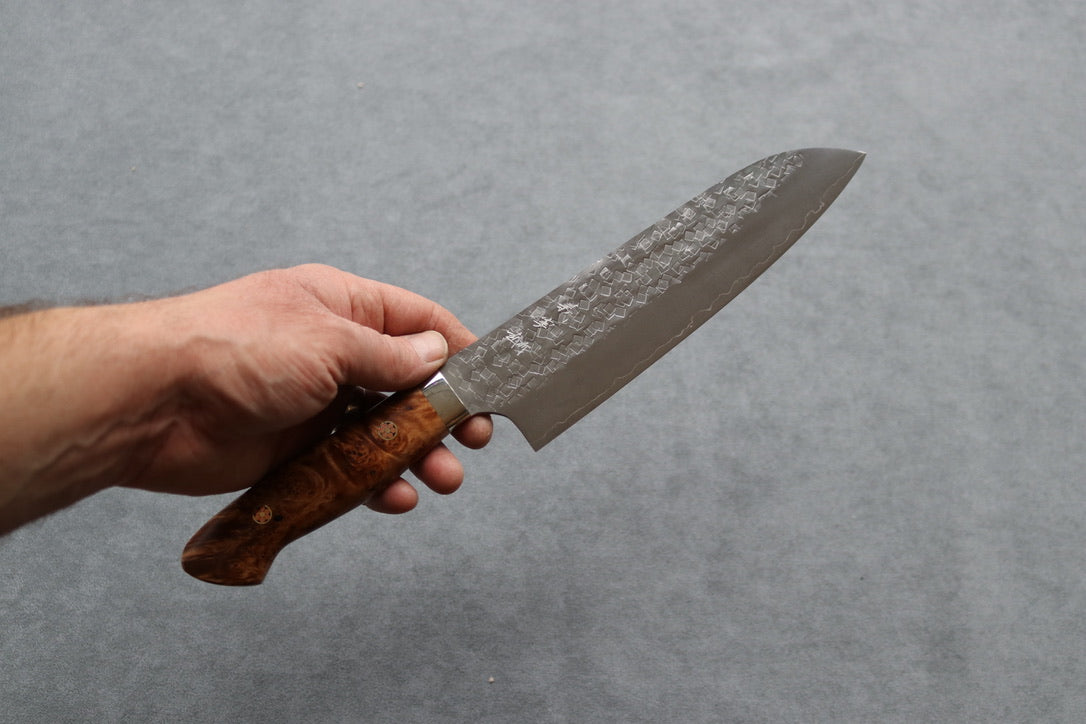 Yoshimi Kato SG2 Tsuchime Santoku - Thecooksedges