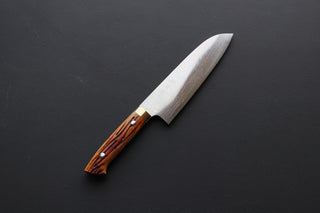Takeshi Saji VG10 Rainbow Damascus Santoku 180mm - Thecooksedges