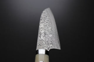 Takeshi Saji R2 Damascus Santoku 180mm Staghorn handle - Thecooksedges