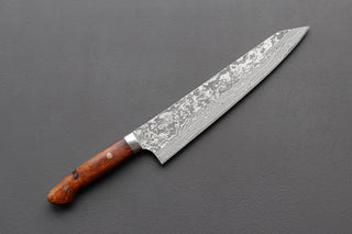 Takeshi Saji R2 Damascus Kiritsuke 270mm w/Ironwood Handle - Thecooksedges