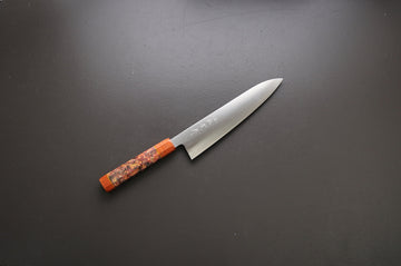 Shigeki Tanaka Migaki Aogami#2 Gyuto 210mm w/Custom Handle - Thecooksedges