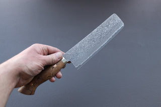 Shigeki Tanaka R2 Damascus Nakiri 165mm Western Handle - Thecooksedges