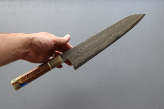 Nigara Hamono Blue2 Wrought Iron Clad Damascus Gyuto 270mm - Thecooksedges