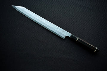 Nigara Hamono Anmon Kurozome Left Handed Kiritsuke Yanagiba 330mm - Thecooksedges