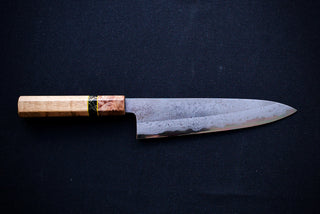 Yoshikazu Tanaka White#1 Damascus Gyuto 210mm w/Curly Maple Handle - Thecooksedges