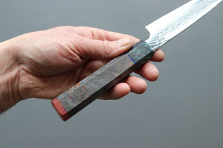 Sukenari ZDP189 Damascus petty 165mm w/Custom Handle - Thecooksedges