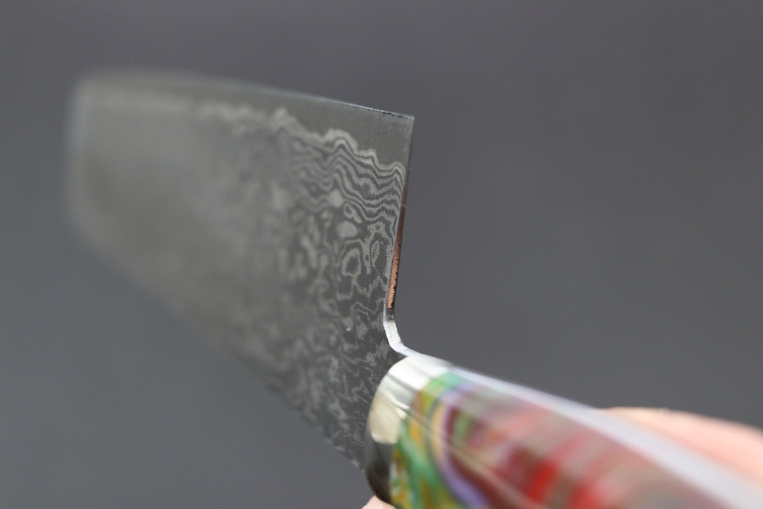 Shigeki Tanaka R2 Damascus Nakiri 170mm w/Custom Western Acrylic - Thecooksedges