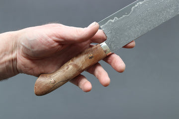 Shigeki Tanaka R2 Damascus Nakiri 170mm w/Custom Western Birch - Thecooksedges