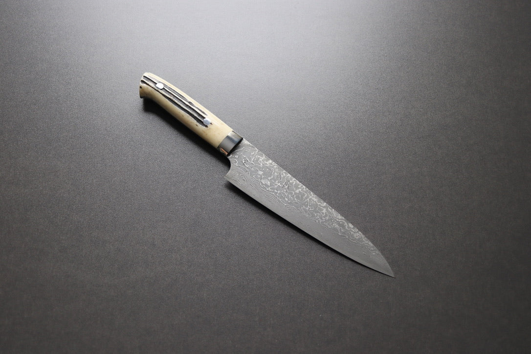 Takeshi Saji R2 Damascus Gyuto 180mm Staghorn Handle - Thecooksedges