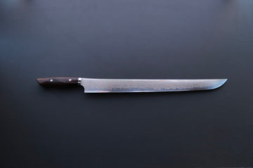 Nigara Hamono Rainbow Damascus Sakimaru Sujihiki 450mm - Thecooksedges