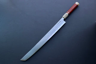 Nakagawa x Myojin Blue1 Damascus Sakimaru Sujihiki 390mm - Thecooksedges