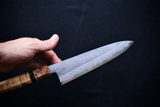 Yoshikazu Tanaka White#1 Damascus Gyuto 210mm w/Curly Maple Handle - Thecooksedges