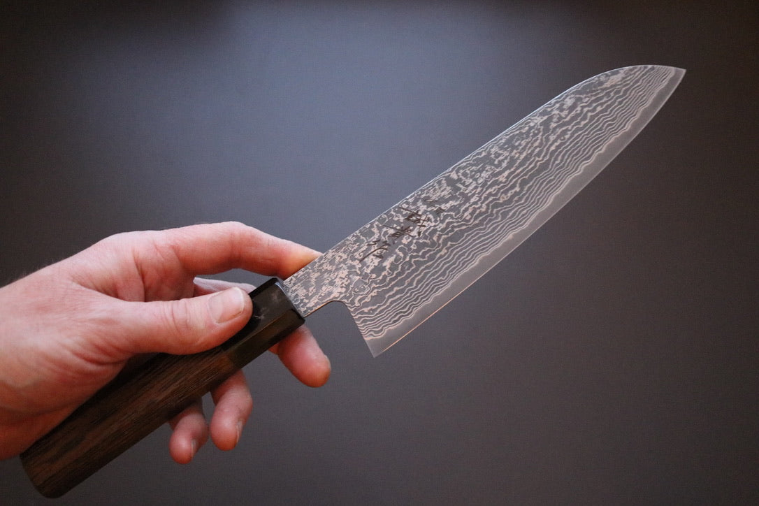 Shigeki Tanaka R2 Damascus Santoku 210mm - Thecooksedges