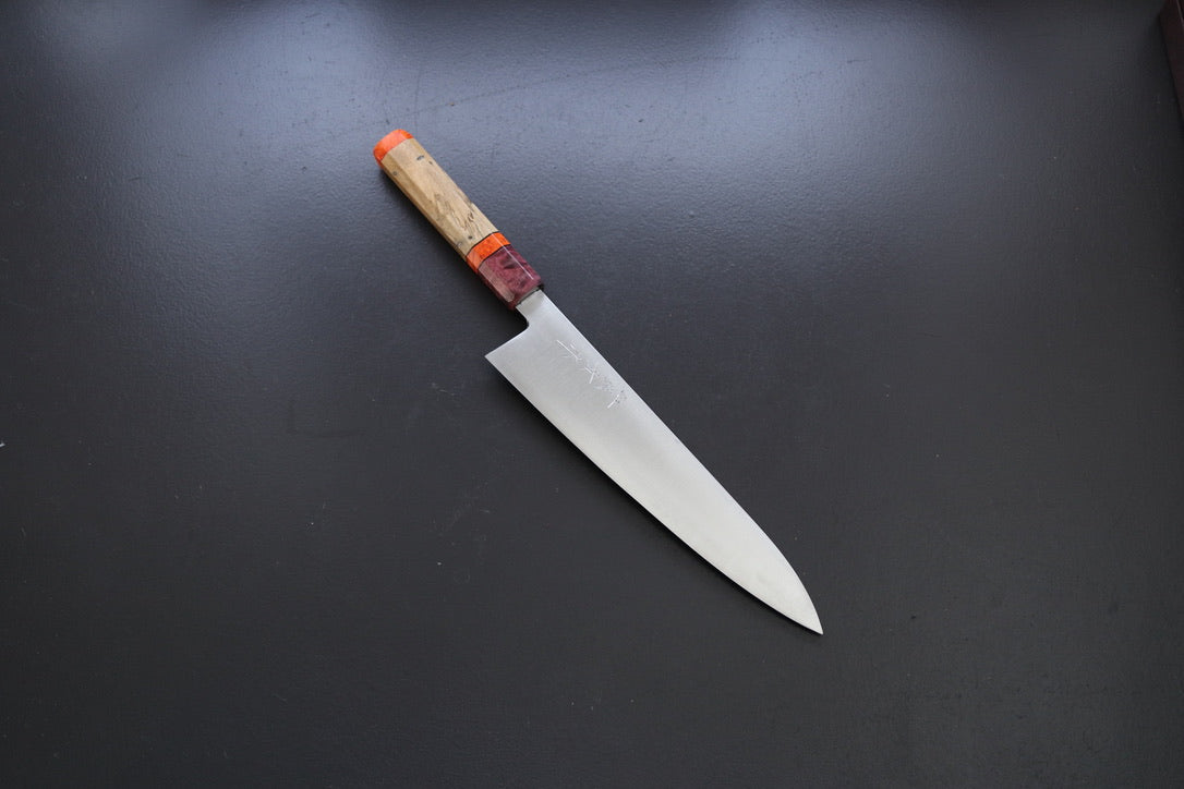 Shigeki Tanaka Migaki Aogami#2 Gyuto 240mm w/Custom Handle - Thecooksedges