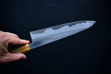 Yoshikazu Tanaka White#1 Damascus Gyuto 240mm w/Spalted Maple Handle - Thecooksedges