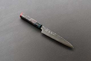 Sukenari ZDP189 Damascus petty 165mm w/Custom Handle - Thecooksedges