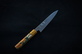 Nakagawa Hamono Silver3 Petty 150mm W/ Stabilized Birch Handle - Thecooksedges