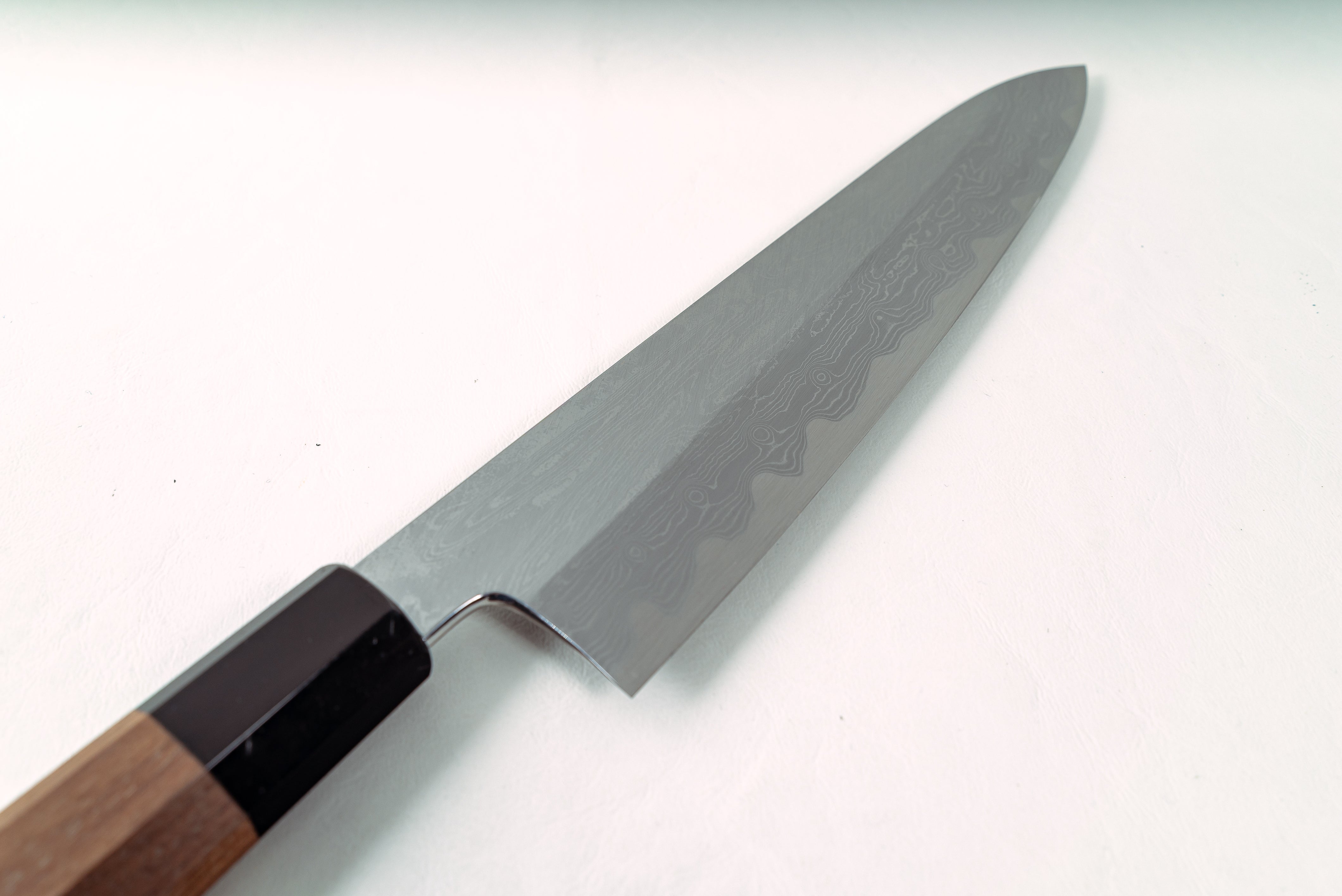 Nakagawa Blue #1 Damascus Wide Bevel Gyuto 240mm - Thecooksedges