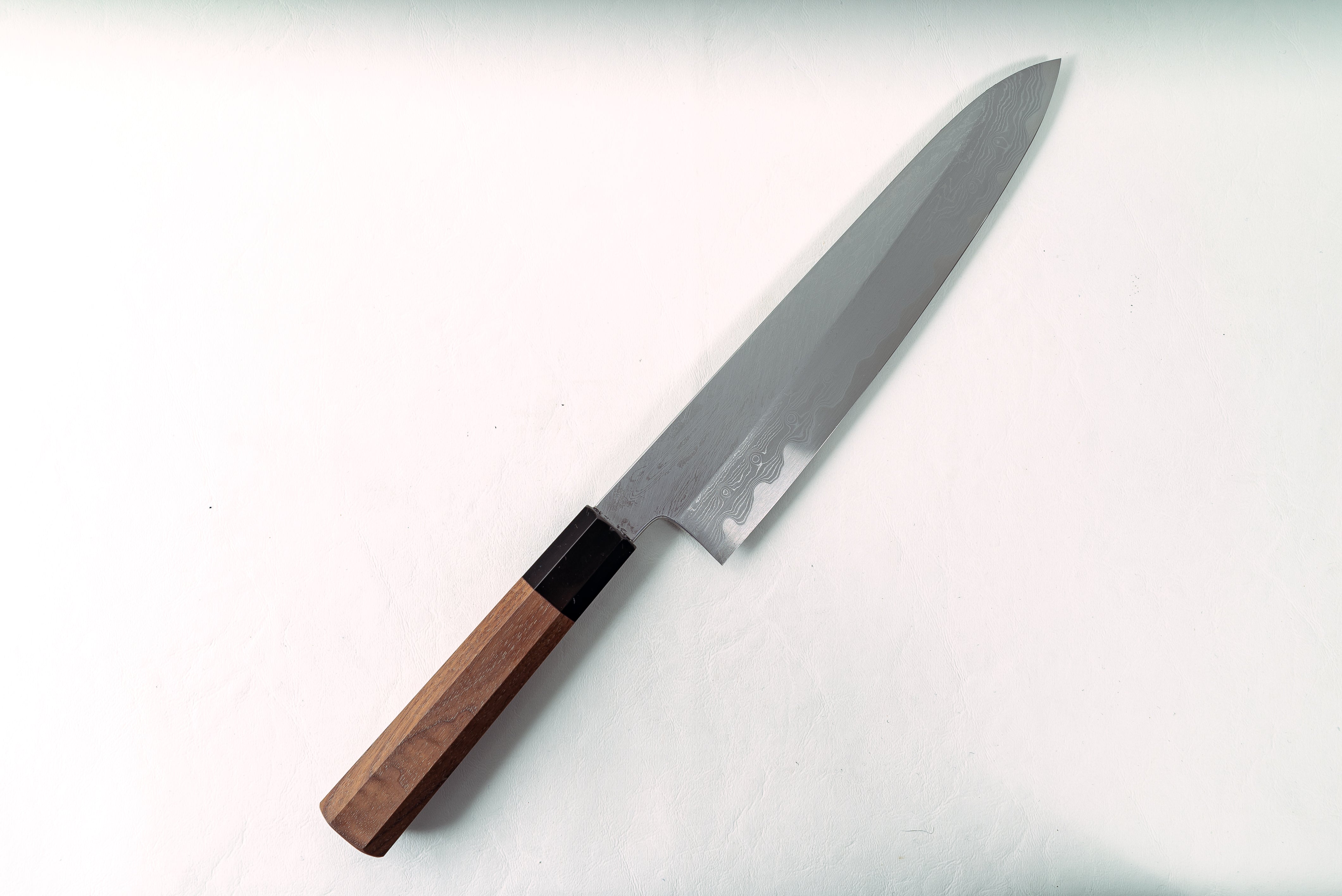 Nakagawa Blue #1 Damascus Wide Bevel Gyuto 240mm - Thecooksedges
