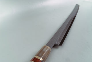 Nigara Hamono Anmon Kurozome Blue#2 Damascus Magurokiri 600mm - Thecooksedges