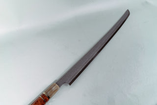 Nigara Hamono Anmon Kurozome Blue#2 Damascus Magurokiri 600mm - Thecooksedges