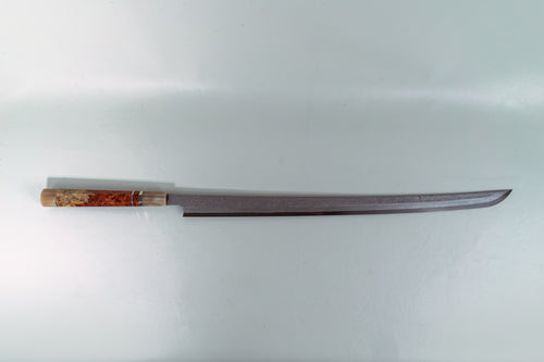 Nigara Hamono Anmon Kurozome Blue#2 Damascus Magurokiri 600mm - Thecooksedges
