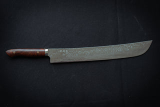 Takeshi Saji R2 Diamond Damascus Sakimaru Sujihiki 390mm - Thecooksedges