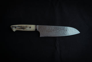 Takeshi Saji R2 Diamond Damascus Santoku 180mm - Thecooksedges