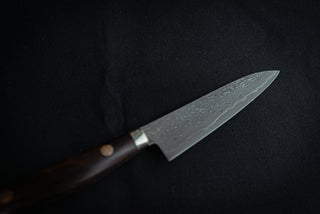 Shigeki Tanaka R2 Damascus Petty 135mm Western Ironwood - Thecooksedges