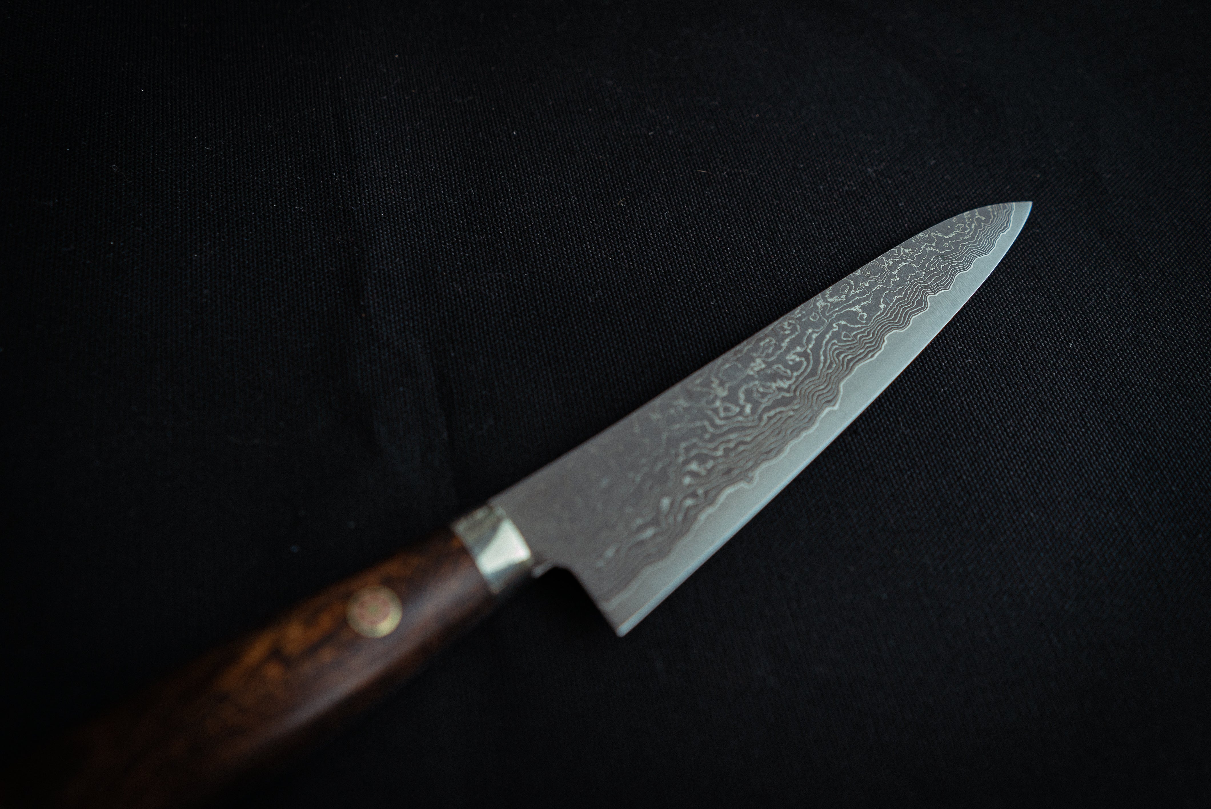 Shigeki Tanaka R2 Damascus Petty 150mm Western Ironwood - Thecooksedges